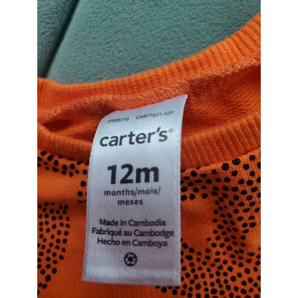 Baby Carter's Orange Halloween Pumpkin Long Sleeve Shirt 12m